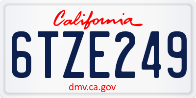 CA license plate 6TZE249