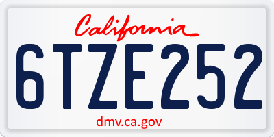 CA license plate 6TZE252