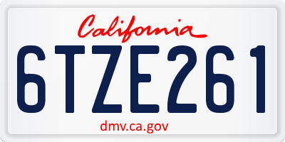 CA license plate 6TZE261
