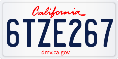 CA license plate 6TZE267