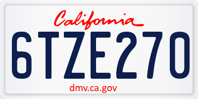 CA license plate 6TZE270