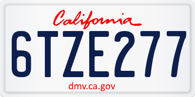 CA license plate 6TZE277