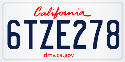 CA license plate 6TZE278