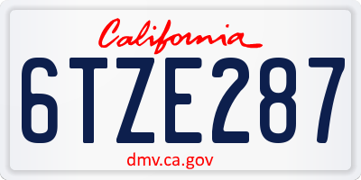 CA license plate 6TZE287