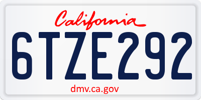 CA license plate 6TZE292