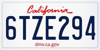 CA license plate 6TZE294