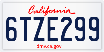 CA license plate 6TZE299
