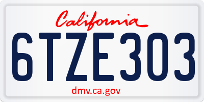 CA license plate 6TZE303