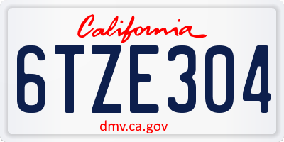 CA license plate 6TZE304