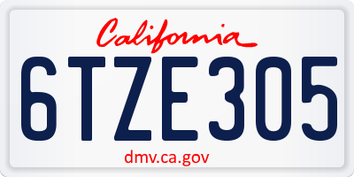 CA license plate 6TZE305