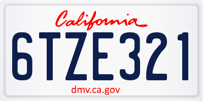 CA license plate 6TZE321