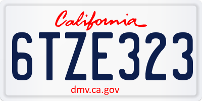 CA license plate 6TZE323