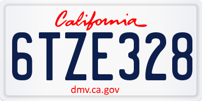 CA license plate 6TZE328