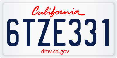 CA license plate 6TZE331
