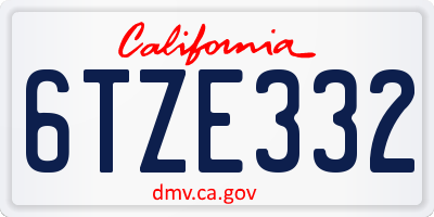 CA license plate 6TZE332