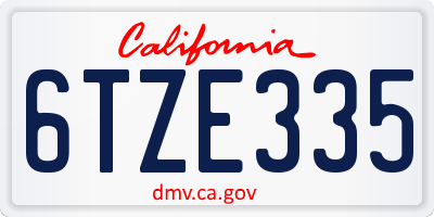 CA license plate 6TZE335