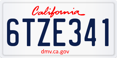 CA license plate 6TZE341