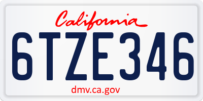 CA license plate 6TZE346