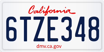 CA license plate 6TZE348