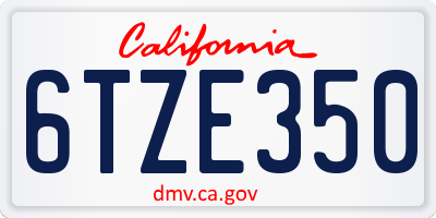 CA license plate 6TZE350