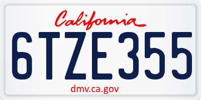 CA license plate 6TZE355