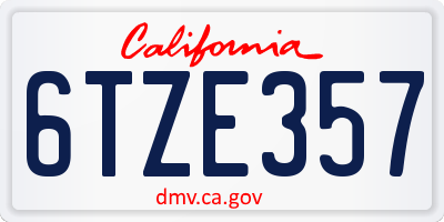 CA license plate 6TZE357