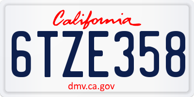 CA license plate 6TZE358