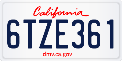 CA license plate 6TZE361