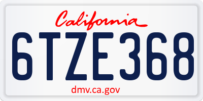 CA license plate 6TZE368