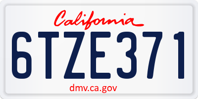 CA license plate 6TZE371