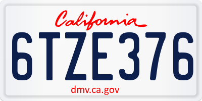 CA license plate 6TZE376