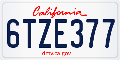 CA license plate 6TZE377