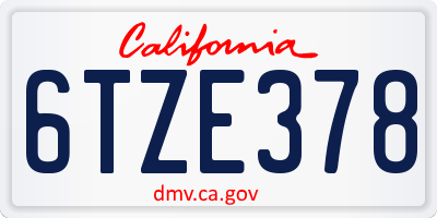 CA license plate 6TZE378