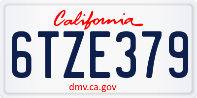 CA license plate 6TZE379