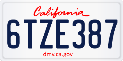 CA license plate 6TZE387