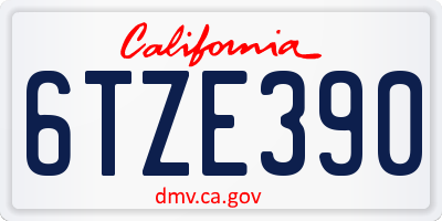 CA license plate 6TZE390