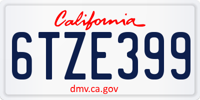 CA license plate 6TZE399