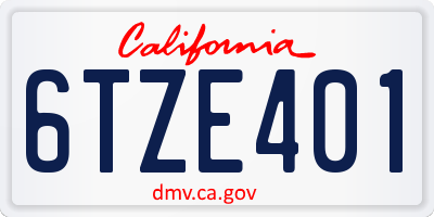 CA license plate 6TZE401