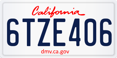 CA license plate 6TZE406