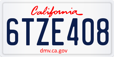 CA license plate 6TZE408