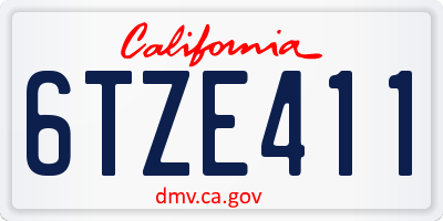 CA license plate 6TZE411