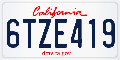 CA license plate 6TZE419