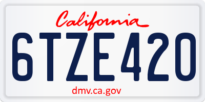 CA license plate 6TZE420