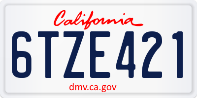CA license plate 6TZE421