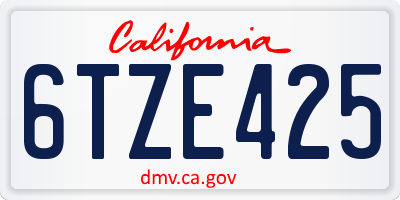 CA license plate 6TZE425