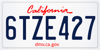 CA license plate 6TZE427