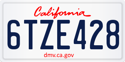 CA license plate 6TZE428