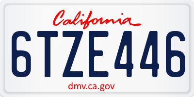 CA license plate 6TZE446