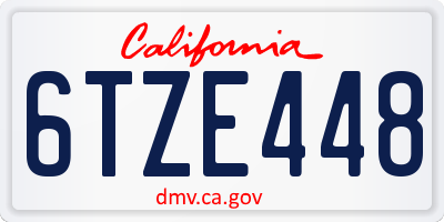 CA license plate 6TZE448