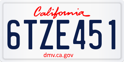CA license plate 6TZE451